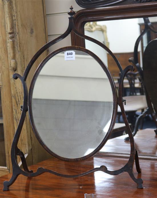 A skeleton framed toilet mirror, W.53cm